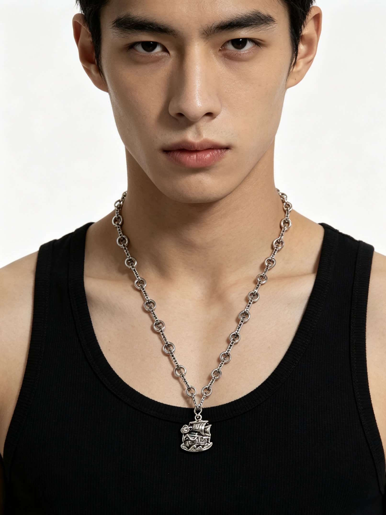 Louis Vuitton Silver Chain with Pirate Ship Pendant